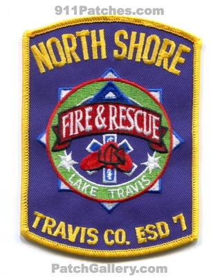 North Shore Lake Travis Fire Rescue Department Travis County ESD 7 Patch (Texas)
Scan By: PatchGallery.com
Keywords: & and Dept. Co. Emergency Services District E.S.D. Dist. Number No. #7