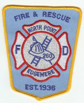 North Point Edgemere Fire & Rescue
Thanks to PaulsFirePatches.com for this scan.
Keywords: maryland
