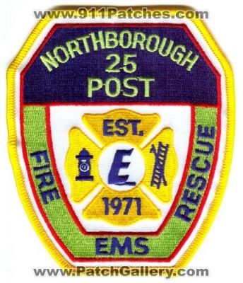 Northborough Fire Department Explorer Post 25 Patch (Massachusetts)
Scan By: PatchGallery.com
Keywords: dept. ems rescue