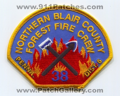 Northern Blair County Forest Fire Crew 38 District 6 Wildland Patch (Pennsylvania)
Scan By: PatchGallery.com
Keywords: Co. Dist. Wildfire Penna.