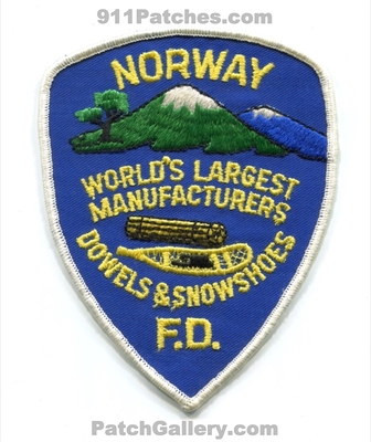 Norway Fire Department Patch (Maine)
Scan By: PatchGallery.com
Keywords: dept. worlds largest manufacturers dowels and snowshoes
