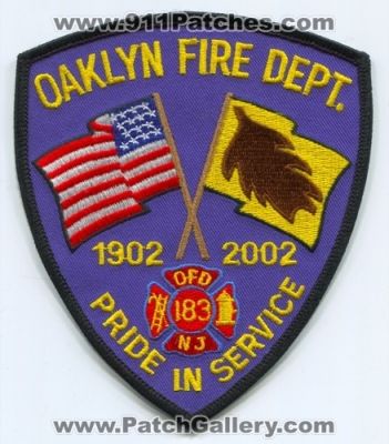 Oaklyn Fire Department (New Jersey)
Scan By: PatchGallery.com
Keywords: dept. pride in service 183 ofd nj