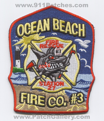 Ocean Beach Fire Rescue Department Company 3 Station 27 Patch (New Jersey)
Scan By: PatchGallery.com
Keywords: Dept. Co. Number No. #3 Shark Lighthouse