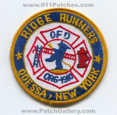 Odessa Fire Department Ridge Runners Patch (New York)
Scan By: PatchGallery.com
Keywords: dept. ofd org-1910