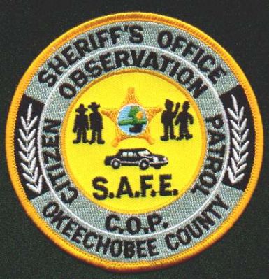 Okeechobee County Sheriff's Office C.O.P.
Thanks to EmblemAndPatchSales.com for this scan.
Keywords: florida sheriffs citizen observation patrol cop s.a.f.e.