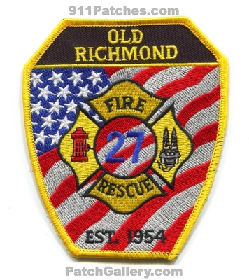 Old Richmond Fire Rescue Department 27 Patch (North Carolina)
Scan By: PatchGallery.com
Keywords: dept. est. 1954