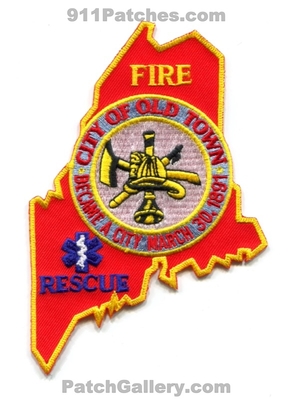 Old Town Fire Rescue Department Patch (Maine) (State Shape)
Scan By: PatchGallery.com
Keywords: city of dept. became a city march 30, 1891