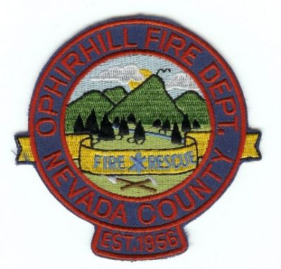 Ophirhill Fire Rescue
Thanks to PaulsFirePatches.com for this scan.
Keywords: california dept department nevada county