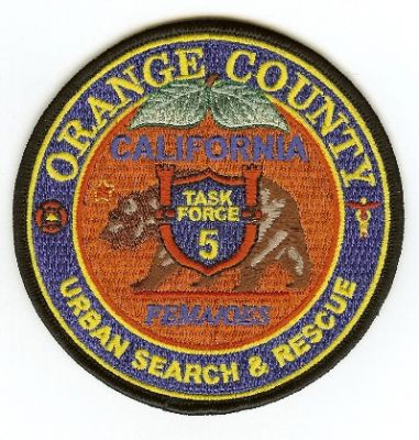 Orange County Fire Urban Search & Rescue Task Force 5
Thanks to PaulsFirePatches.com for this scan.
Keywords: california