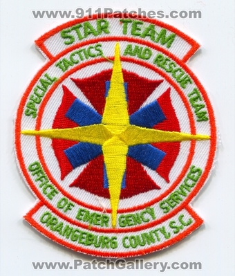 Orangeburg County Special Tactics and Rescue STAR Team Patch (South Carolina)
Scan By: PatchGallery.com
Keywords: co. office of emergency services fire ems