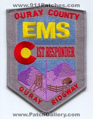 Ouray County Emergency Medical Services EMS First Responder Patch (Colorado)
[b]Scan From: Our Collection[/b]
Keywords: co. ridgway 1st