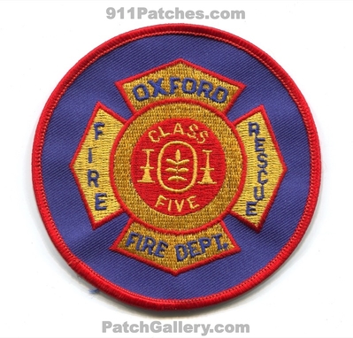 Oxford Fire Rescue Department Class 5 Patch (Mississippi)
Scan By: PatchGallery.com
Keywords: dept. five