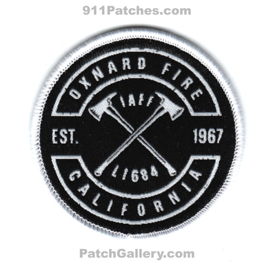 Oxnard Fire Department IAFF Local 1684 Patch (California)
Scan By: PatchGallery.com
Patch Made By
Keywords: dept. i.a.f.f. union l1684 est. 1967