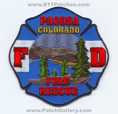 Pagosa Fire Rescue Department Patch (Colorado)
[b]Scan From: Our Collection[/b]
[b]Patch Made By: 911Patches.com [/b]
Keywords: dept. fd springs