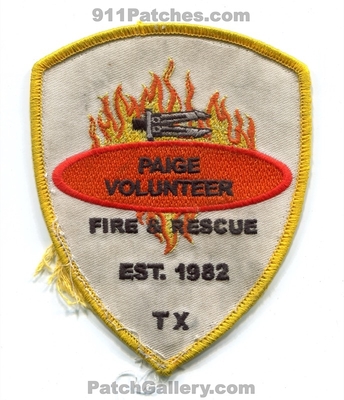 Paige Volunteer Fire and Rescue Department Patch (Texas)
Scan By: PatchGallery.com
Keywords: vol. & dept. est. 1982 tx