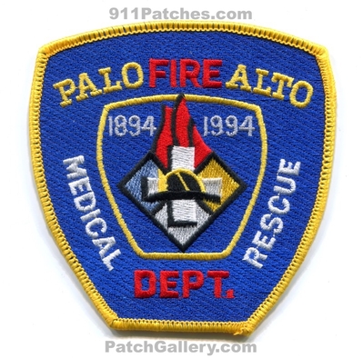 Palo Alto Fire Department Medical Rescue Patch (California)
Scan By: PatchGallery.com
Keywords: dept. 1894 1994