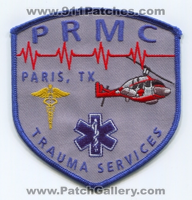 Paris Regional Medical Center Trauma Services EMS Patch (Texas)
Scan By: PatchGallery.com
[b]Patch Made By: 911Patches.com[/b]
Keywords: PRMC P.R.M.S. Emergency Medical Services E.M.S. Medicine Helicopter