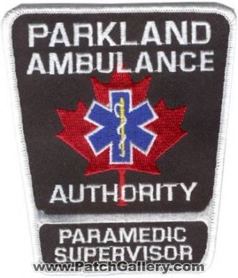 Parkland Ambulance Authority Paramedic Supervisor (Canada AB)
Thanks to zwpatch.ca for this scan.
Keywords: ems