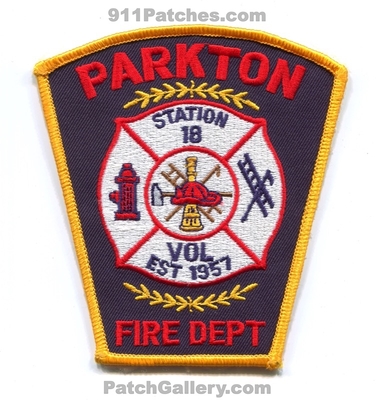Parkton Volunteer Fire Department Station 18 Patch (North Carolina)
Scan By: PatchGallery.com
Keywords: vol. dept. est. 1957