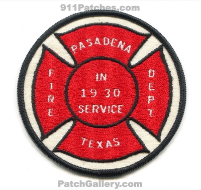 Pasadena Fire Department Patch (Texas)
Scan By: PatchGallery.com
Keywords: dept. in service 1930