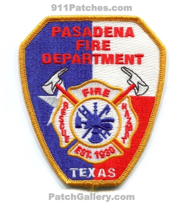 Pasadena Fire Department Patch (Texas)
Scan By: PatchGallery.com
Keywords: dept. rescue hazmat est. 1930