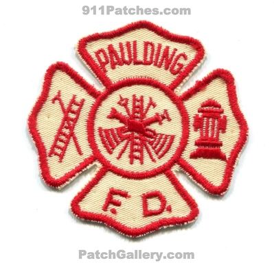 Paulding Fire Department Patch (Ohio)
Scan By: PatchGallery.com
Keywords: dept.
