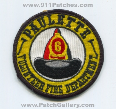 Paulette Volunteer Fire Department 6 Patch (Tennessee)
Scan By: PatchGallery.com
Keywords: vol. dept.