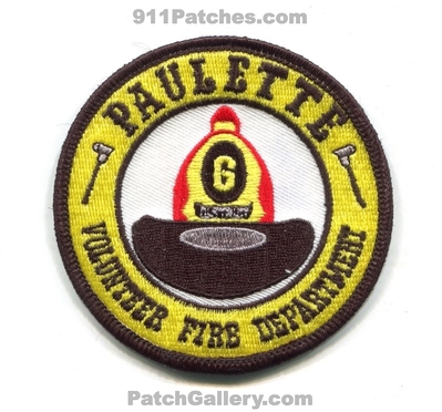 Paulette Volunteer Fire Department 6 Patch (Tennessee)
Scan By: PatchGallery.com
Keywords: vol. dept.