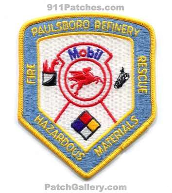 Paulsboro Refinery Mobil Fire Rescue Department Hazardous Materials Patch (New Jersey)
Scan By: PatchGallery.com
Keywords: dept. hazmat haz-mat oil gas petroleum industrial emergency response team ert