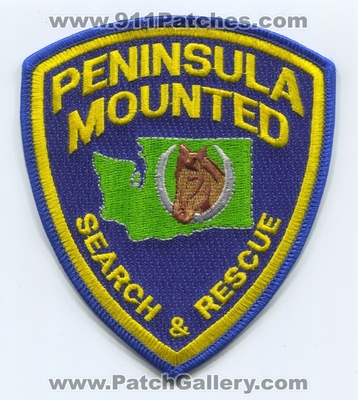 Peninsula Mounted Search and Rescue SAR Patch (Washington)
Scan By: PatchGallery.com
Keywords: & ems