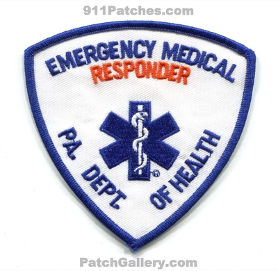 Pennsylvania State Emergency Medical Responder EMS Patch (Pennsylvania)
Scan By: PatchGallery.com
Keywords: department dept. of health doh emr ambulance