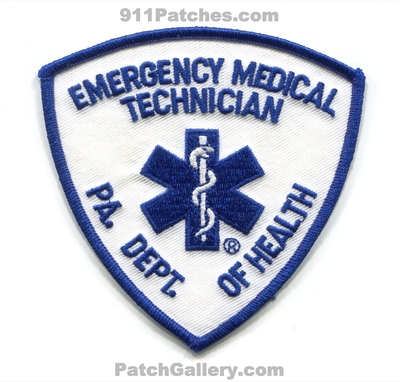 Pennsylvania State Emergency Medical Technician EMT EMS Patch (Pennsylvania)
Scan By: PatchGallery.com
Keywords: certified licensed registered e.m.t. services e.m.s. ambulance department dept. of health
