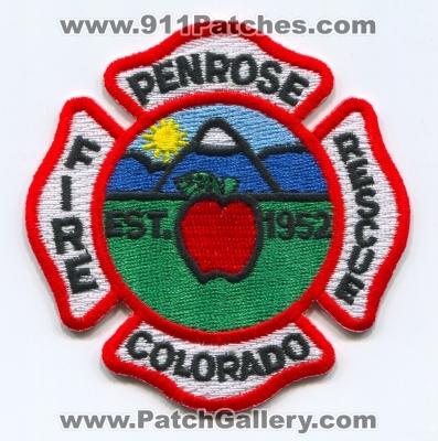 Penrose Fire Rescue Department Patch (Colorado)
[b]Scan From: Our Collection[/b]
Keywords: dept.