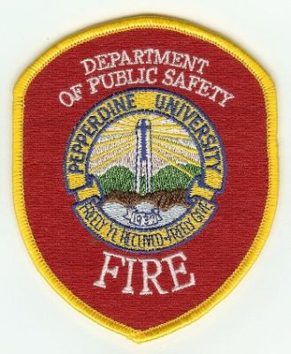 Pepperdine University Fire
Thanks to PaulsFirePatches.com for this scan.
Keywords: california department of public safety