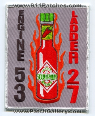 Philadelphia Fire Department Engine 53 Ladder 27 Patch (Pennsylvania)
Scan By: PatchGallery.com
Keywords: dept. pfd company co. station south philly hot stuff