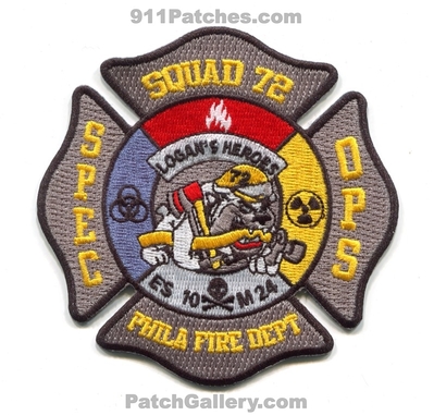 Philadelphia Fire Department Squad 72 Patch (Pennsylvania)
Scan By: PatchGallery.com
[b]Patch Made By: 911Patches.com[/b]
Keywords: dept. pfd p.f.d. company co. station logans heroes m24 es10 phila. special operations technical rescue hazardous materials hazmat haz-mat es-10 ems supervisor ambulance