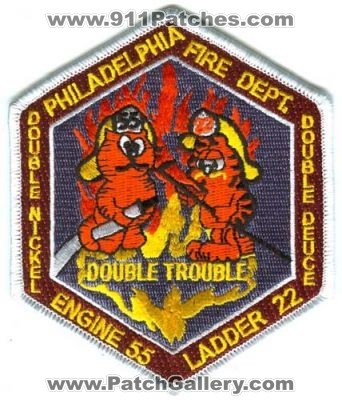 Philadelphia Fire Department Engine 55 Ladder 22 (Pennsylvania)
Scan By: PatchGallery.com
Keywords: dept. pfd company station double nickel deuce