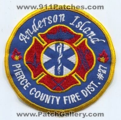 Pierce County Fire District 27 Anderson Island Patch (Washington)
Scan By: PatchGallery.com
Keywords: co. dist. number no. #27 department dept.