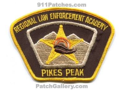 Pikes Peak Regional Law Enforcement Academy Patch (Colorado)
Scan By: PatchGallery.com
Keywords: police department dept. sheriffs office
