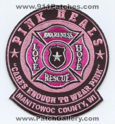 Pink Heals Inc Pink Fire Trucks Manitowoc County Patch (Wisconsin)
Scan By: PatchGallery.com
Keywords: inc. love hope awareness rescue cares enough to wear pink department dept.