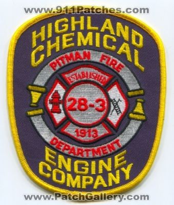 Pitman Fire Department Station 28-3 Highland Chemical Engine Company (New Jersey)
Scan By: PatchGallery.com
Keywords: dept.