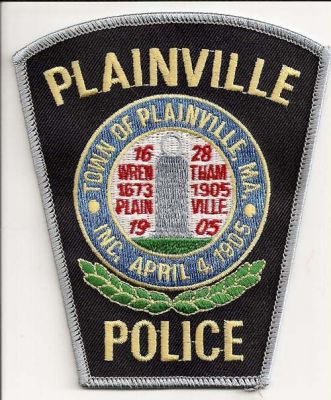 Plainville Police
Thanks to EmblemAndPatchSales.com for this scan.
Keywords: massachusetts town of