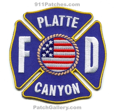 Platte Canyon Fire Department Patch (Colorado)
[b]Scan From: Our Collection[/b]
Keywords: dept. fd