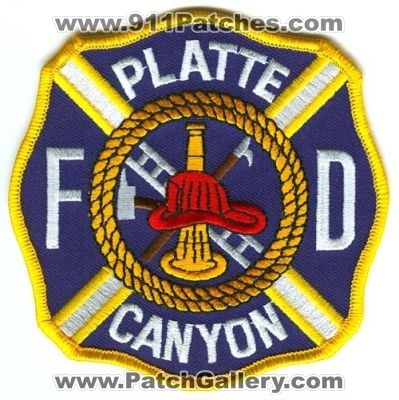 Platte Canyon Fire Department Patch (Colorado)
[b]Scan From: Our Collection[/b]
Keywords: dept. fd
