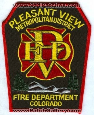 Pleasant View Fire Department Patch (Colorado)
[b]Scan From: Our Collection[/b]
[b]Patch Made By: 911Patches.com[/b]
(Confirmed)
www.PleasantViewFire.org

Keywords: metropolitan district dept. pvfd