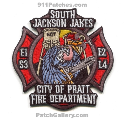 Pratt Fire Department Engine 1 Engine 2 Squad 3 Ladder 4 Patch (Kansas)
Scan By: PatchGallery.com
[b]Patch Made By: 911Patches.com[/b]
Keywords: city of dept. company co. station e1 e2 s3 l4 south jackson jakes