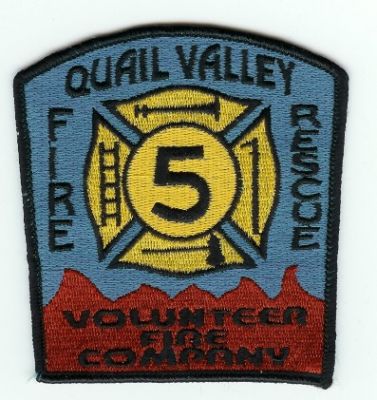 Quail Valley Volunteer Fire Company 5
Thanks to PaulsFirePatches.com for this scan.
Keywords: california rescue