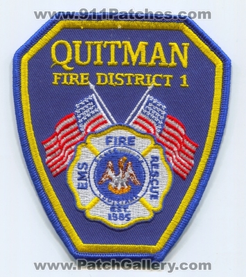 Quitman Fire District 1 Patch (Louisiana)
Scan By: PatchGallery.com
Keywords: dist. number no. #1 department dept. rescue ems