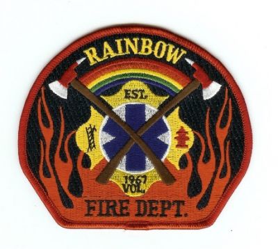 Rainbow Fire Dept
Thanks to PaulsFirePatches.com for this scan.
Keywords: california department vol volunteer