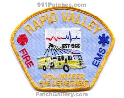 Rapid Valley Volunteer Fire Department Patch (South Dakota)
Scan By: PatchGallery.com
Keywords: vol. dept. ems est 1966